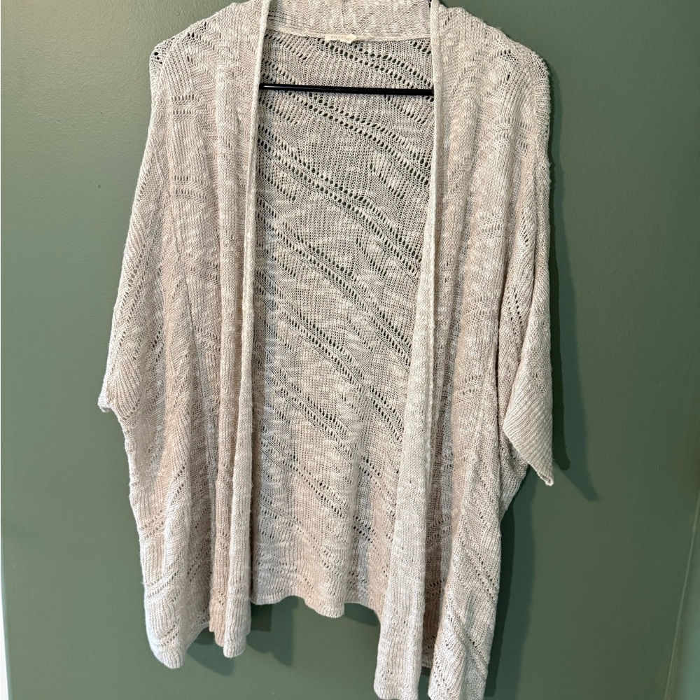 Eileen Fisher linen blend short sleeve slouchy cardigan